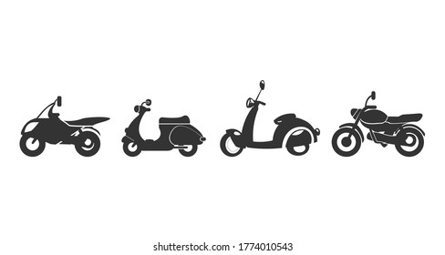 motorcycle icon set. Sportbike, scooter icon