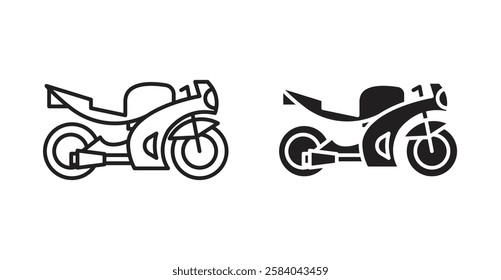 Motorcycle icon set in thin line. vector illustrations for web