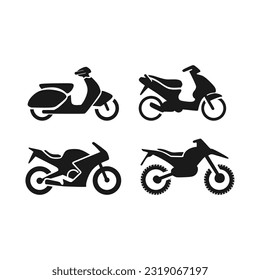 Vector de conjunto de iconos de motocicleta. Ilustración de plantilla de diseño
