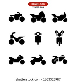 Icono de motocicleta conjunto ilustración vectorial - Colección de iconos de estilo negro de alta calidad.