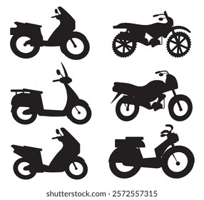 Motorcycle icon set, vector illustration with white background.