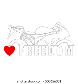 Motorcycle icon or sign. Vector black silhouette of a motorcycle.linear