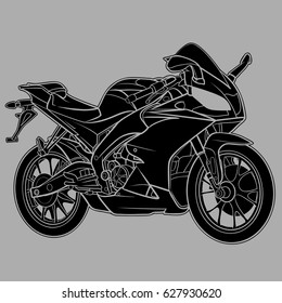 Motorcycle icon or sign. Vector black silhouette of bike or motorcycle.