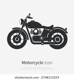 Motorcycle icon silhouette side view isolated on white background. Vector illustration logo of a motorbike vehicle.