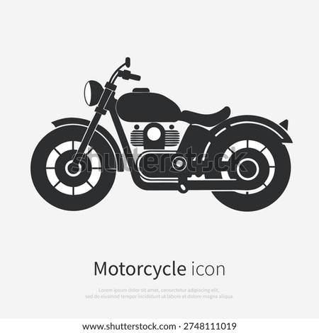 Motorcycle icon silhouette side view isolated on white background. Vector illustration logo of a motorbike vehicle.