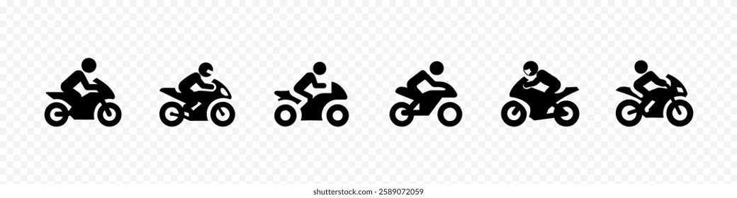 Motorcycle icon, Sportbike Rider Vector Icon – Man Riding Motorcycle Illustration Depicting Speed and Adventure