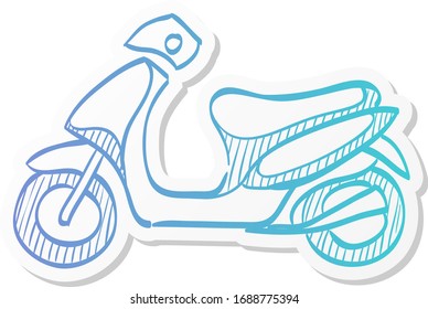 Motorcycle icon in sticker color style. Scooter, automatic transmission