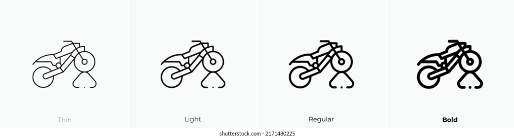 motorcycle icon. Thin, Light Regular And Bold style design isolated on white background