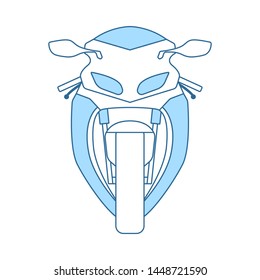 Motorcycle Icon. Thin Line With Blue Fill Design. Vector Illustration.