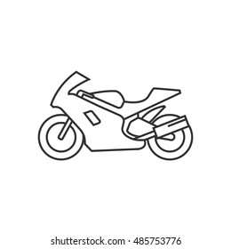 Motorcycle icon in thin outline style. Sport, speed, race 