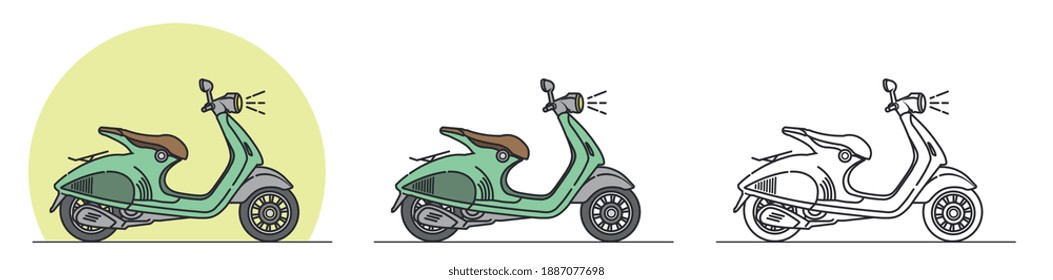 ICONO DE MOTOCICLETAS EN TRES ESTILOS
