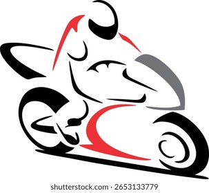 Icone de motocicleta modelo de logotipo de ilustração de design de vetor. Silhueta Super Bike. Bicicleta esportiva, motocicleta ou ícone de vetor de moto em preto, vermelho e prata para aplicativos de transporte e sites.