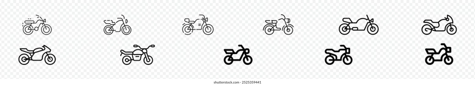 Motorcycle Icon. Motorcycle icon vector design, Motorbike icon set isolated on white background, Bike flat icon vector illustration. Motorcycle Icons, bike icons set 