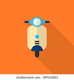 Motorcycle icon, Vector flat long shadow design. Transport concept.