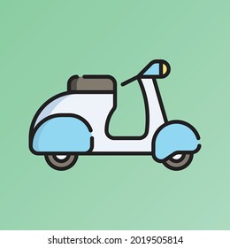 Motorcycle Icon Vector Illustration. Flat Outline Cartoon. Travel and Tourism Icon Concept Isolated Premium Vector