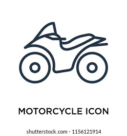 Motorcycle icon vector isolated on white background, Motorcycle transparent sign , thin pictogram or outline symbol design in linear style