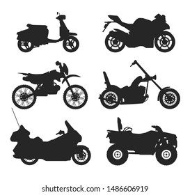 Motorcycle Icon Vector Logo Template. Flat style. Side view, profile. 