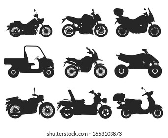 Motorcycle Icon Vector Logo Template. Flat style. Side view, profile.