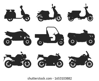 Motorcycle Icon Vector Logo Template. Flat style. Side view, profile.