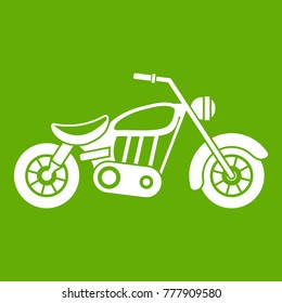 Motorcycle icon white isolated on green background. Vector illustration