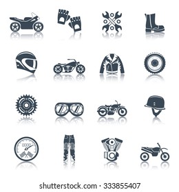 Motorcycle icons black set with transportation symbols isolated vector illustration