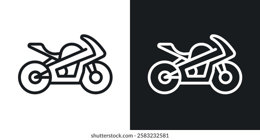 Motorcycle icons in black and white liner strokes for web design.