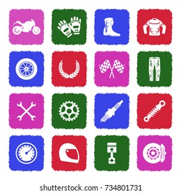 Motorcycle Icons. Grunge Color Flat Design. Vector Illustration. 