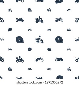 motorcycle icons pattern seamless white background. Included editable filled delivery bike, courier on motorcycle, helmet, motorbike icons. motorcycle icons for web and mobile.
