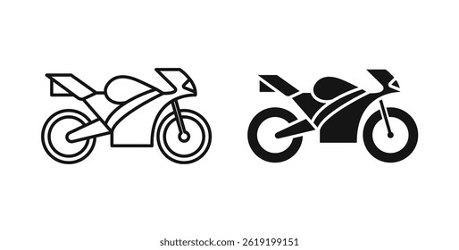 Motorcycle icons set in black colors on white background