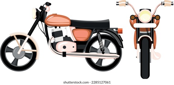 Iconos de motocicleta ajustados en estilo plano. Ilustraciones vectoriales de motocicletas de diferentes tipos.
