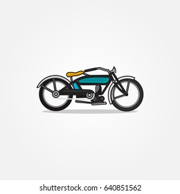 Motorcycle icons set in flat style design. Vector illustrations of different type retro motor vehicles