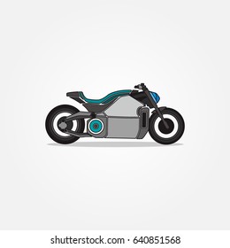 Motorcycle icons set in flat style design. Vector illustrations of different type retro motor vehicles