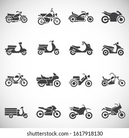 Motorcycle icons set on background for graphic and web design. Creative illustration concept symbol for web or mobile app.