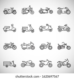 Motorcycle icons set outline on background for graphic and web design. Creative illustration concept symbol for web or mobile app.