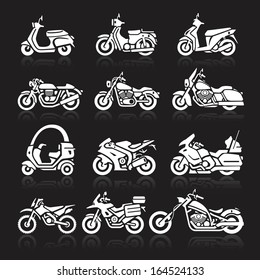 Motorcycle Icons set. Vector Illustration.