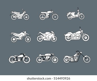 motorcycle icons, vector illustration