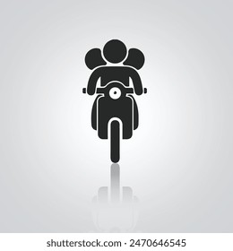 Motorcycle icons, vintage motorcycles, unique icons, and a bike logo with a silver background, 3 seated