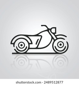 Motorradsymbole, Oldtimer-Motorräder, einmalige Symbole und ein Fahrradlogo mit silbernem Hintergrund, Vektorillustration