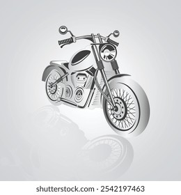 Motorcycle icons, vintage motorcycles, unique icons, and a bike logo with a silver background, Vector illustration