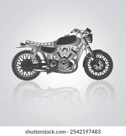 Motorcycle icons, vintage motorcycles, unique icons, and a bike logo with a silver background, Vector illustration