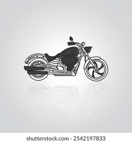 Motorcycle icons, vintage motorcycles, unique icons, and a bike logo with a silver background, Vector illustration