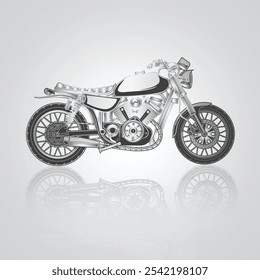 Motorcycle icons, vintage motorcycles, unique icons, and a bike logo with a silver background, Vector illustration