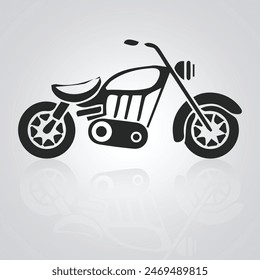 Motorcycle icons, vintage motorcycle, unique icons, and a bike logo with a silver background, Vector illustration