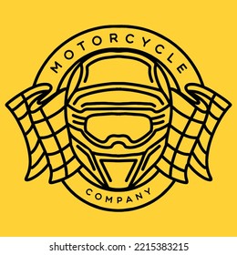 motorcycle illustration Monoline Vector Logo, ride race vintage badge, creative emblem Design For Tshirt