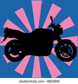 motorcycle illustration with retro background