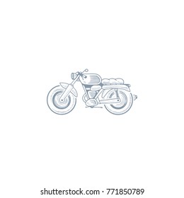 motorcycle illustration. simple artwork. icon. cloth design. line art.