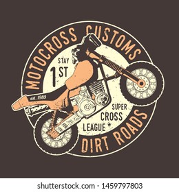 Motorcycle illustration for t-shirt on brown background.