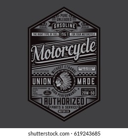 Motorcycle Indian typography, tee shirt graphics, vectors