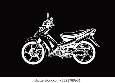 motorcycle of ink drawing sketch. transportation of sketch ink drawing. Vintage motorcycle concept in black and white isolated vector illustration.