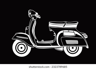 motorcycle of ink drawing sketch. transportation of sketch ink drawing. Vintage motorcycle concept in black and white isolated vector illustration.